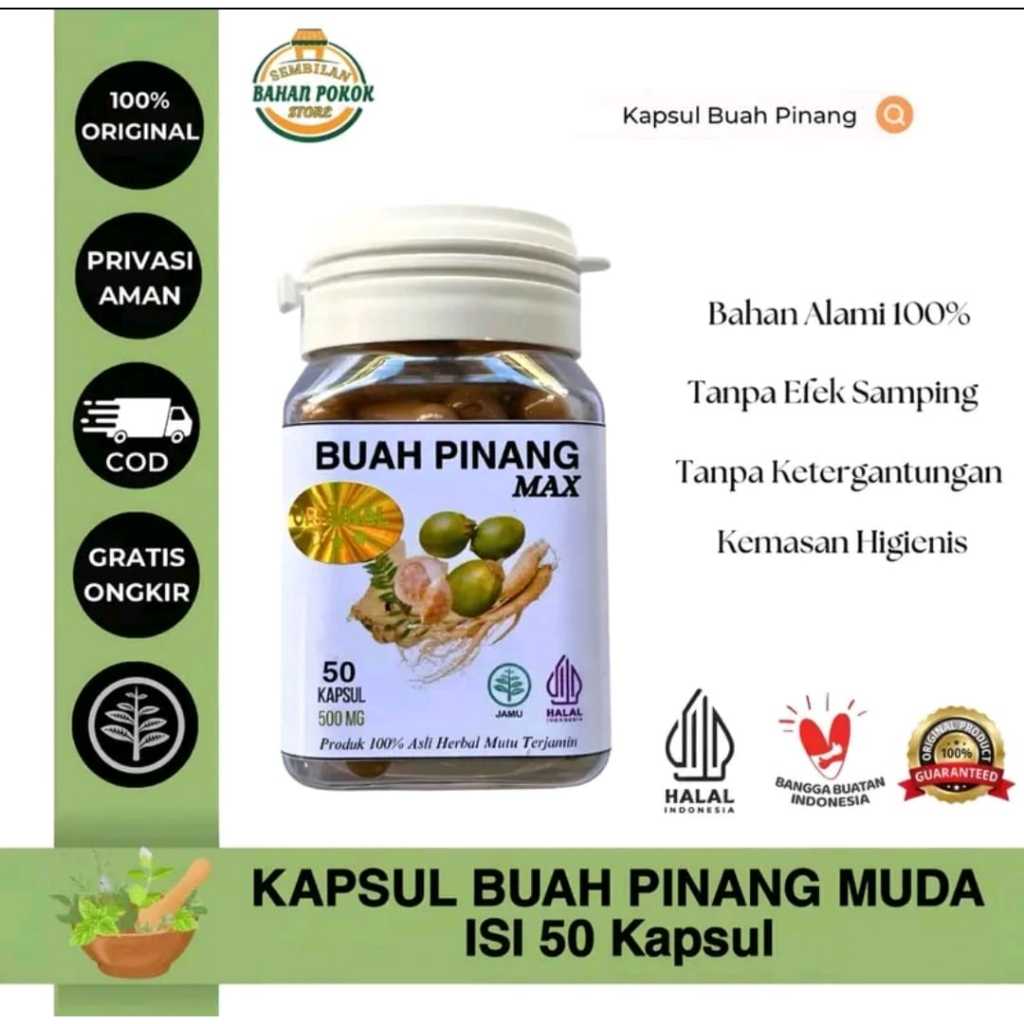Kapsul Herbal Buah Pinang Muda 35 Kapsul - Asli Ada Hologram