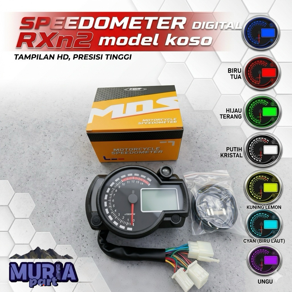 Spedometer Rx2n MOS Digital Lengkap Sensor Kecepatan Model Koso CB GL Megapro Tiger Mega Pro Ninja S