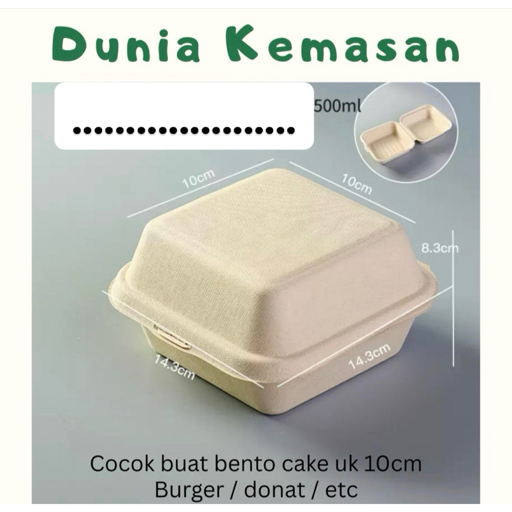 Bento Box / Bagasse Box Untuk bento cake / burger box
