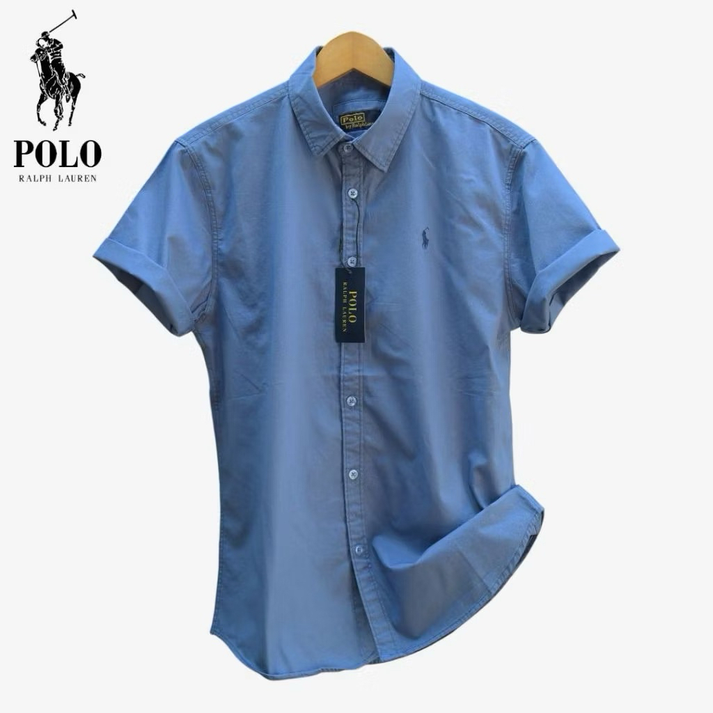 KEMEJA COWO POLO RALP LAUREN LENGAN PENDEK || KEMAJA PENDEK SLIMFIT || KEMEJA KANTOR