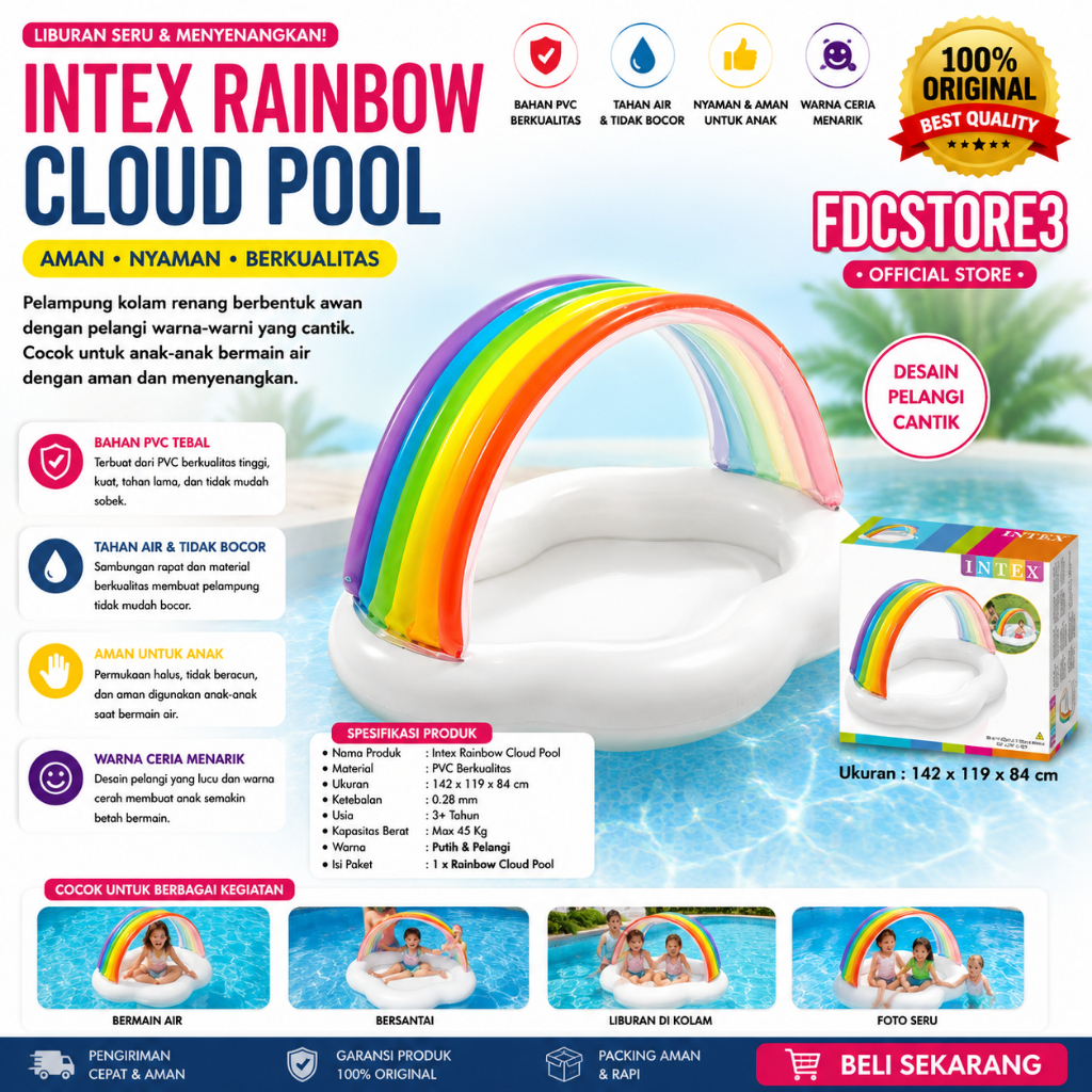 Intex kolam anak - kolam rainbow 57141 Kolam Bermain Anak Rainbox Intex