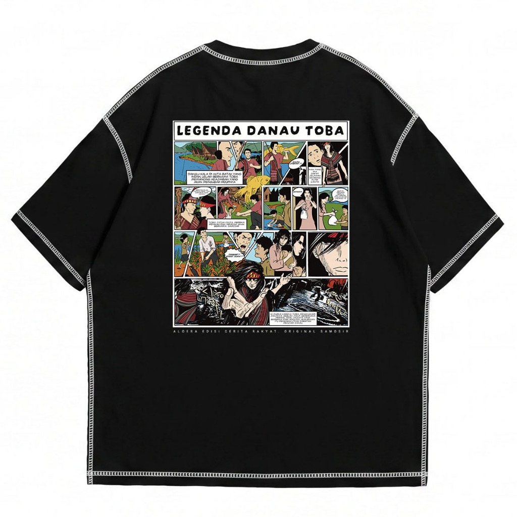 Kaos Oversize Legenda Danau Toba | Etnik Fashion Batak