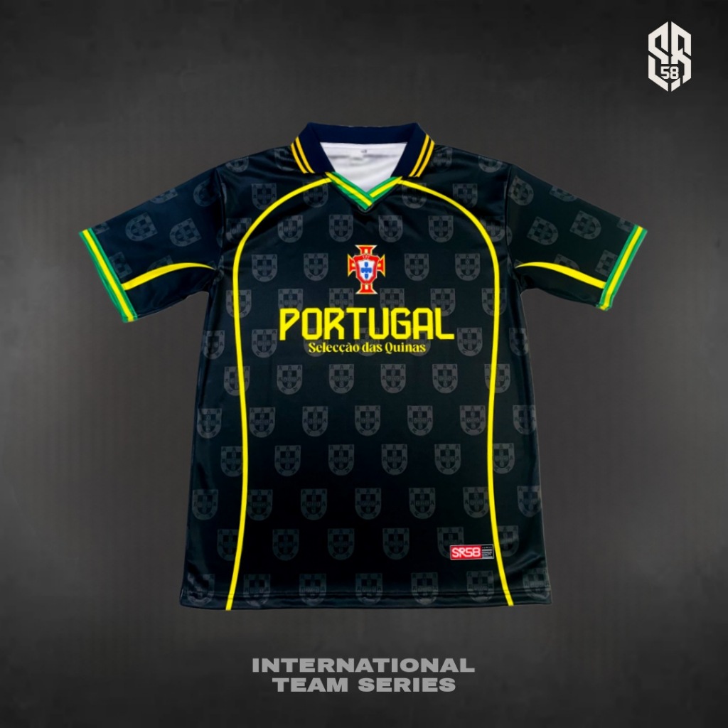 Jersey Retro Fantasy Portugal Piala Dunia 2026 Kerah Rib Jersey Vintage Portugal Pria Wanita