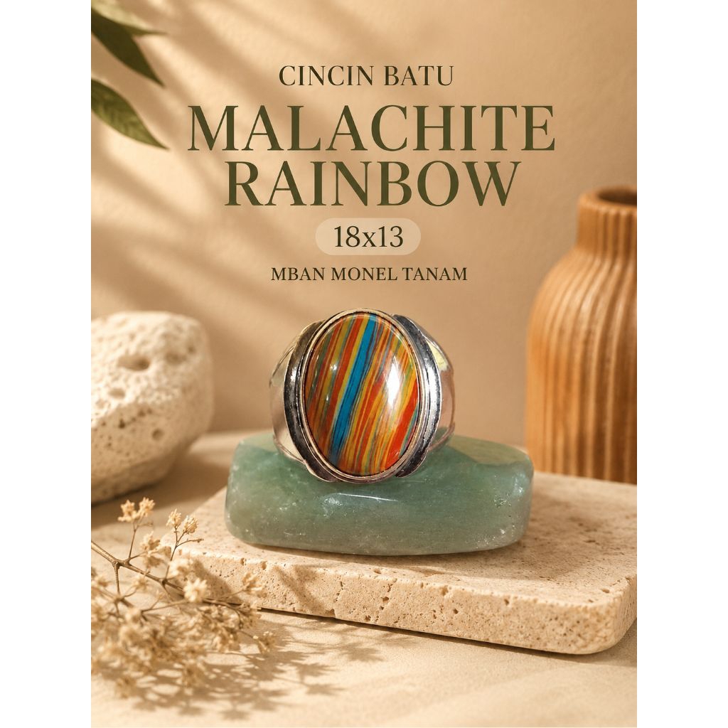 cincin batu akik malachite rainbow mban monel tanam