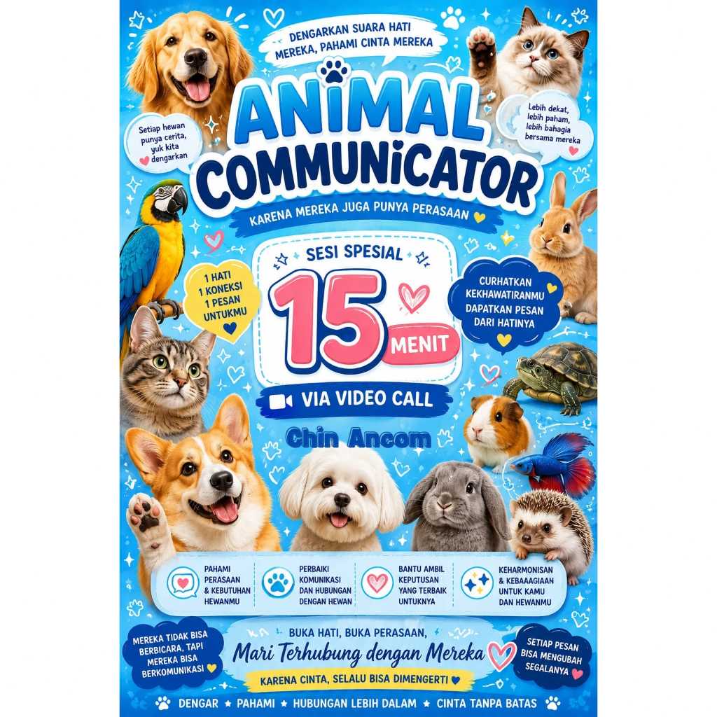 Animal Communication 15 Menit via Video Call  by Chin Ancom