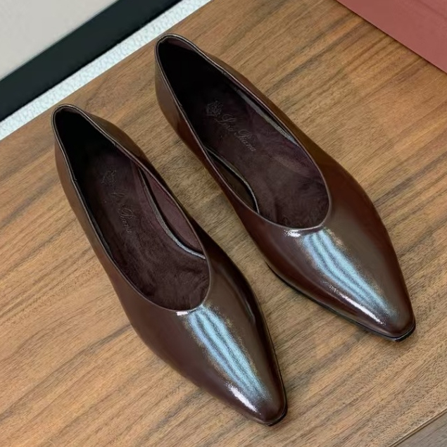 [Pre order] Women's shoes Loro Piana Rebecca calf leather set feet flat ballet flat shoes casual sin