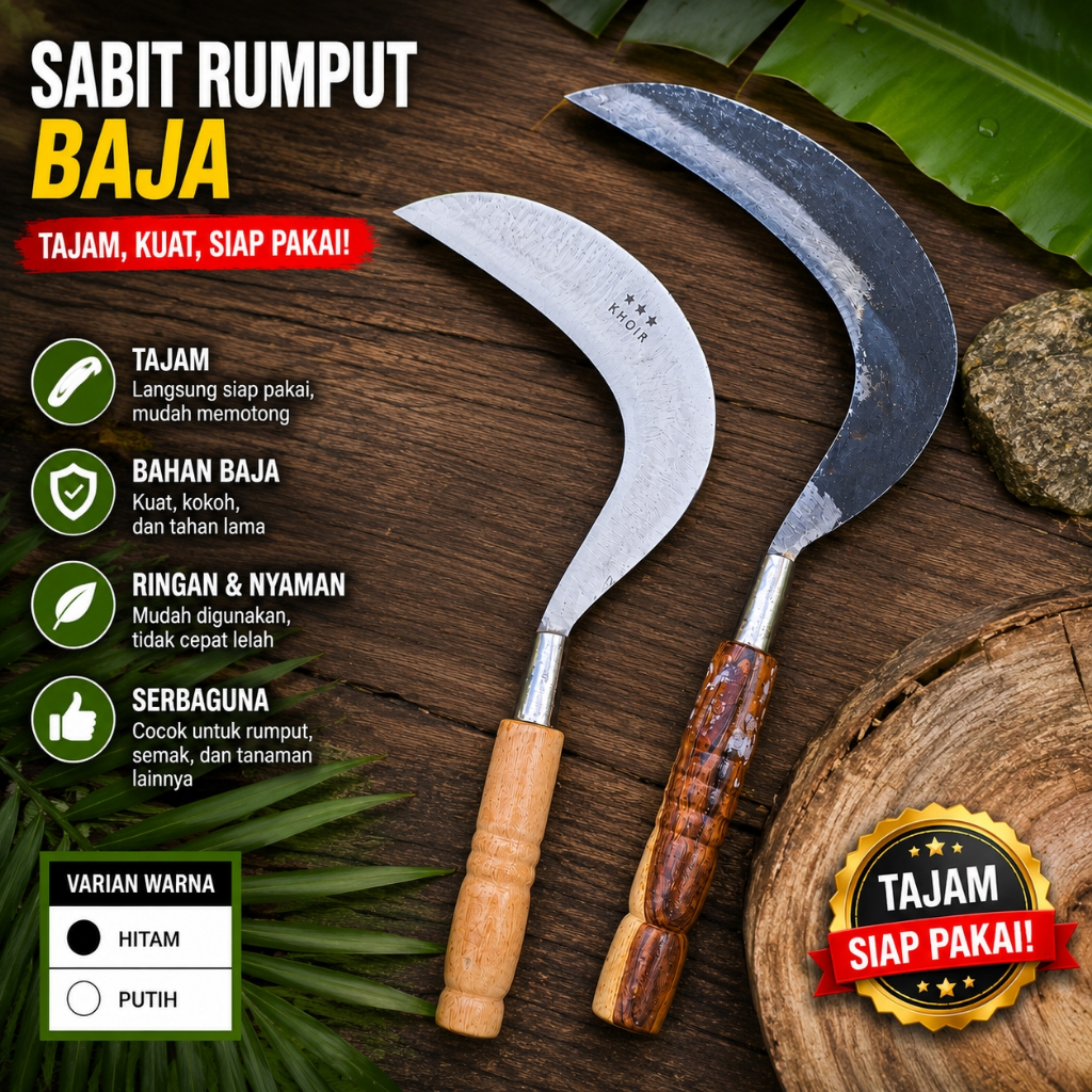 Termurah Arit Sabit Rumput Baja Pir Super Tajam & Kuat untuk Tani