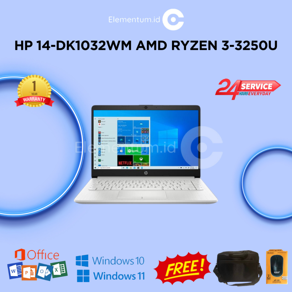 Laptop HP 14-DK1032WM Amd Ryzen 3-3250u | 4GB 128GB SSD | FHD