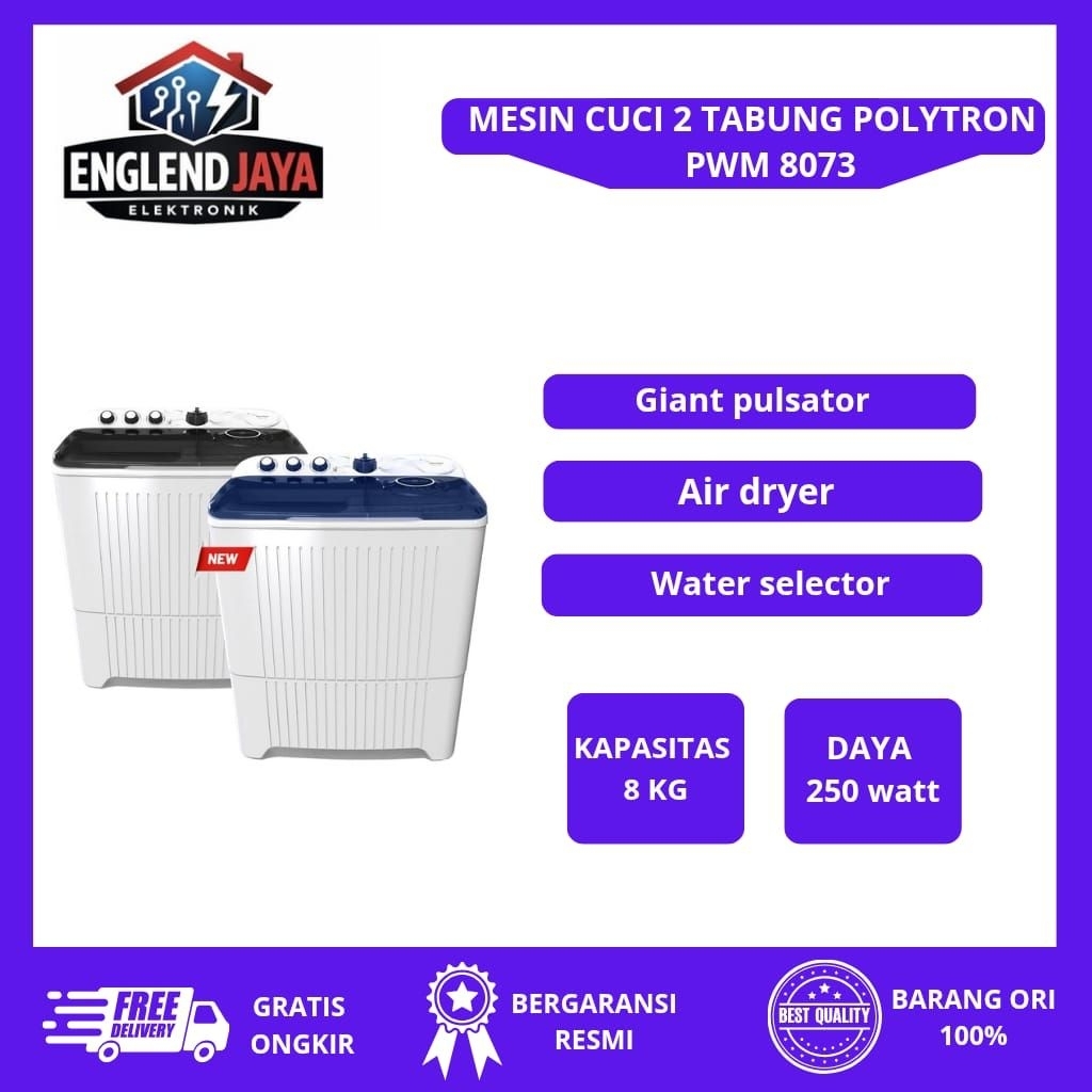 MESIN CUCI 8 KG 2 TABUNG - PWM 8073