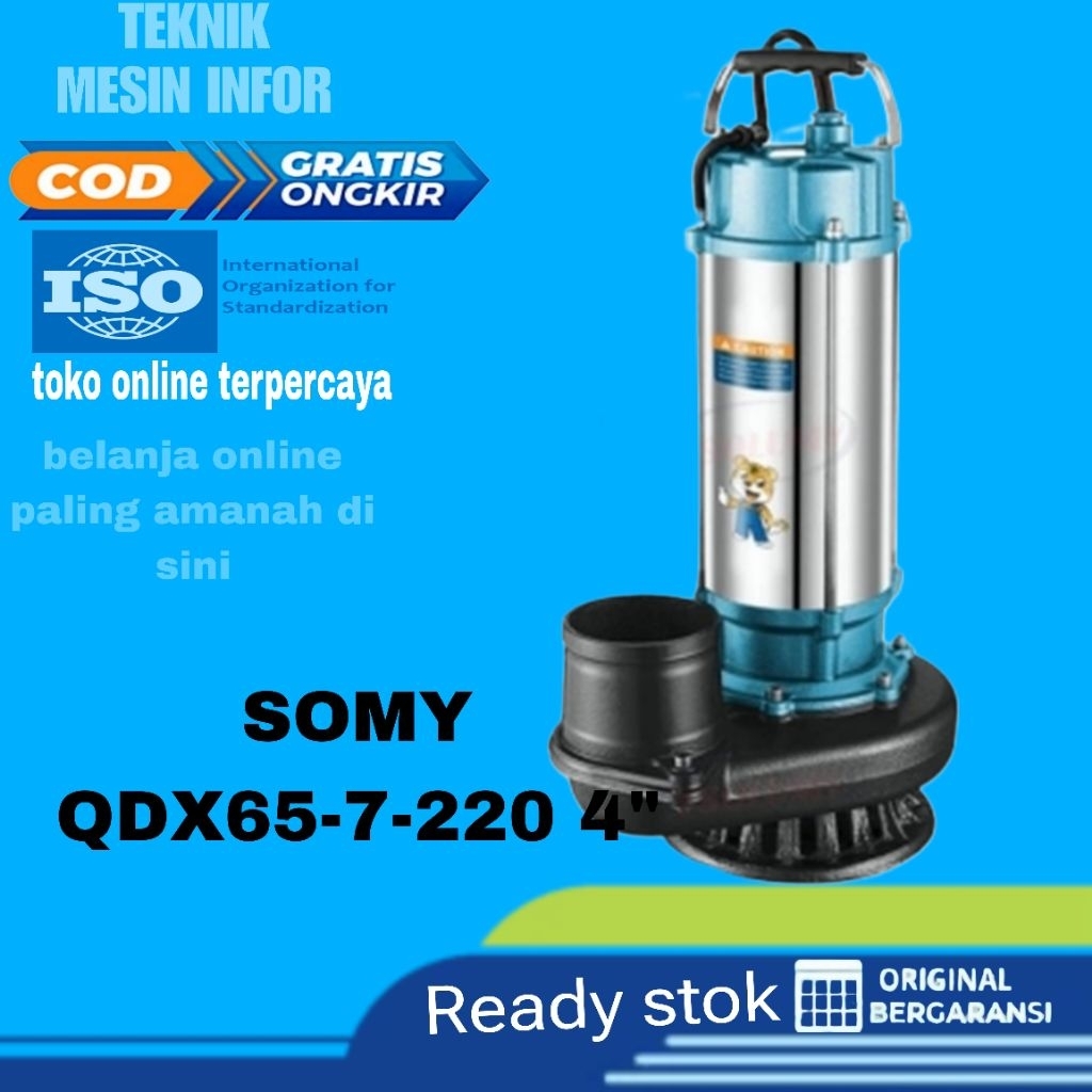 POMPA CELUP SOMY QDX65-7-220 PUMP POMPA AIR KOTOR
