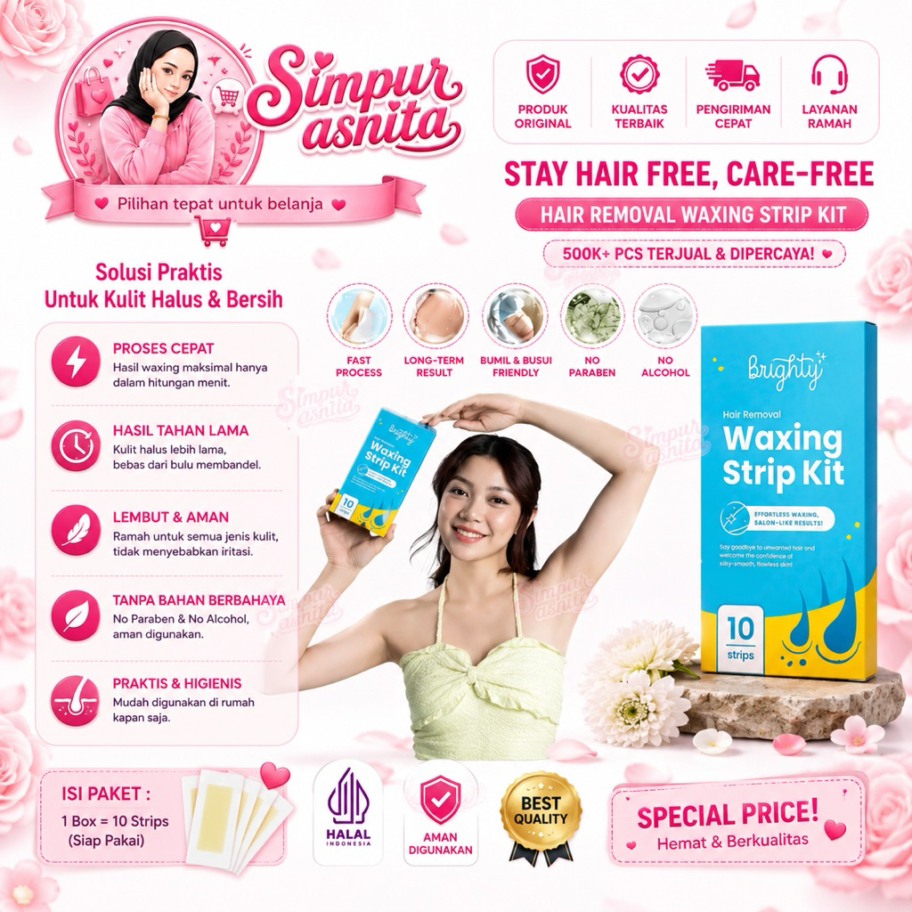 Brighty Hair Removal Waxing Strip Kit Waxing Ketiak Paket Waxing pencukur bulu kemaluan sugar wax pe