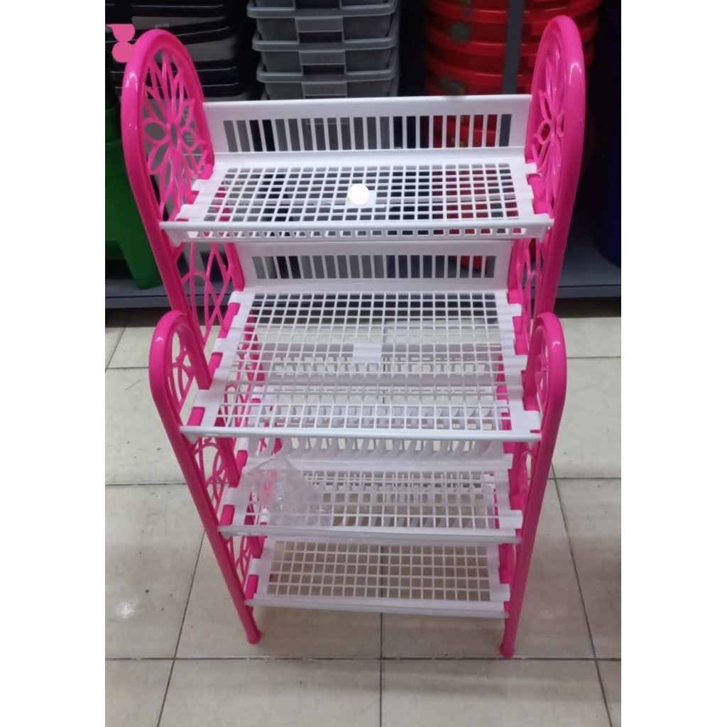 Rak Piring Plastik 4 Susun Nagata/Tempat Piring Plastik