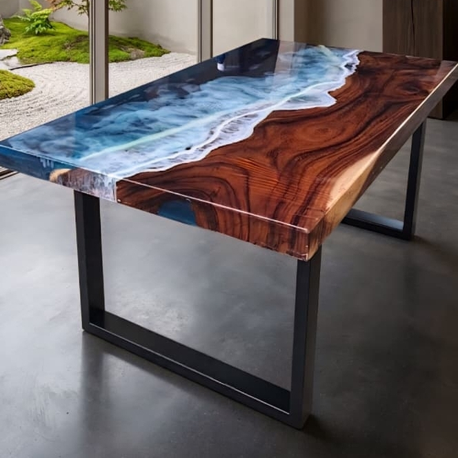 Meja resin minimalis Meja ruang tamu  resin motif pantai