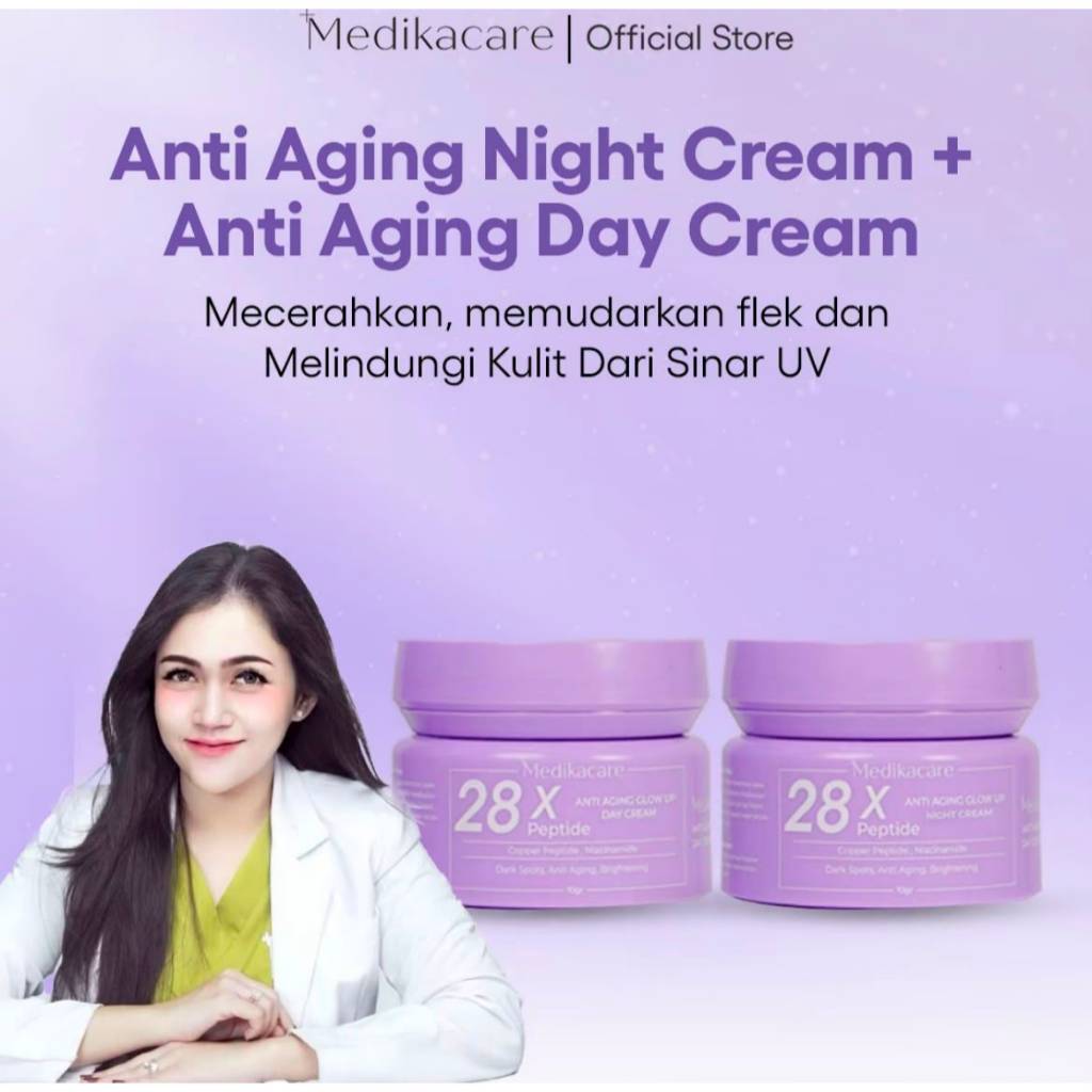 paket medikacare enssential glow care (night cream & day cream) mencerahkan kulit dan menyamarkan ku