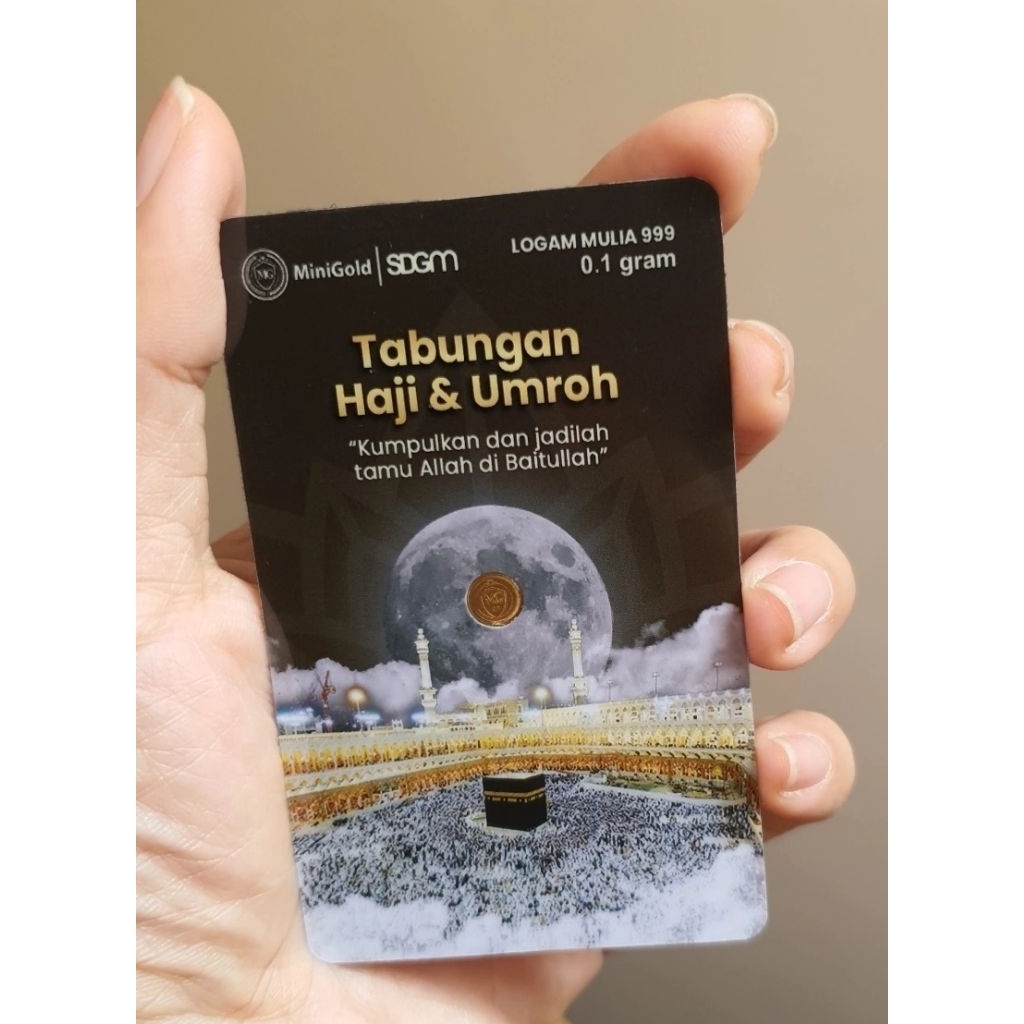Emas HAJI UMROH 0,1 gram Saving Series Original 100% By Minigold 24 Karat - Investasi Logam Mulia Ba