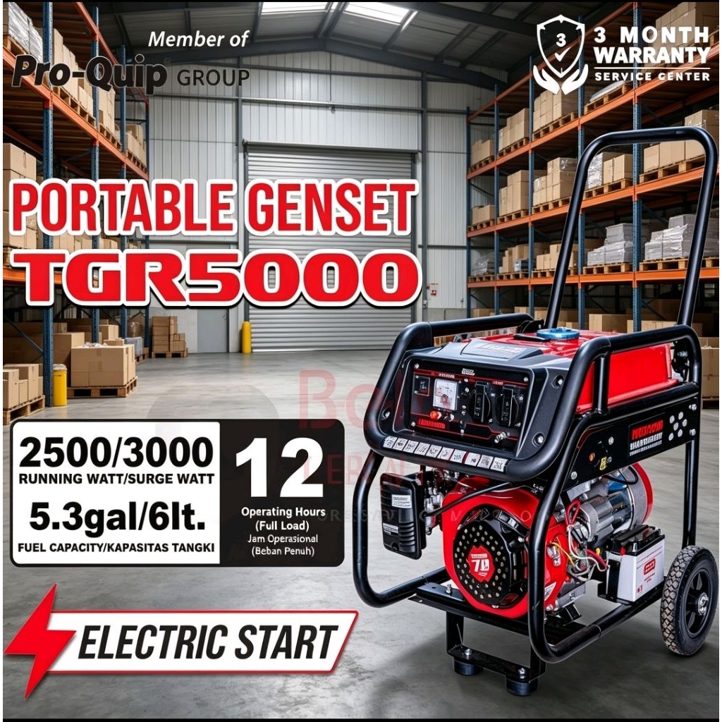 GENSET TIGER 3000WAT TGR 5000 / MESIN GENSET 3000WAT AKI STARTER TIGER 4TAK