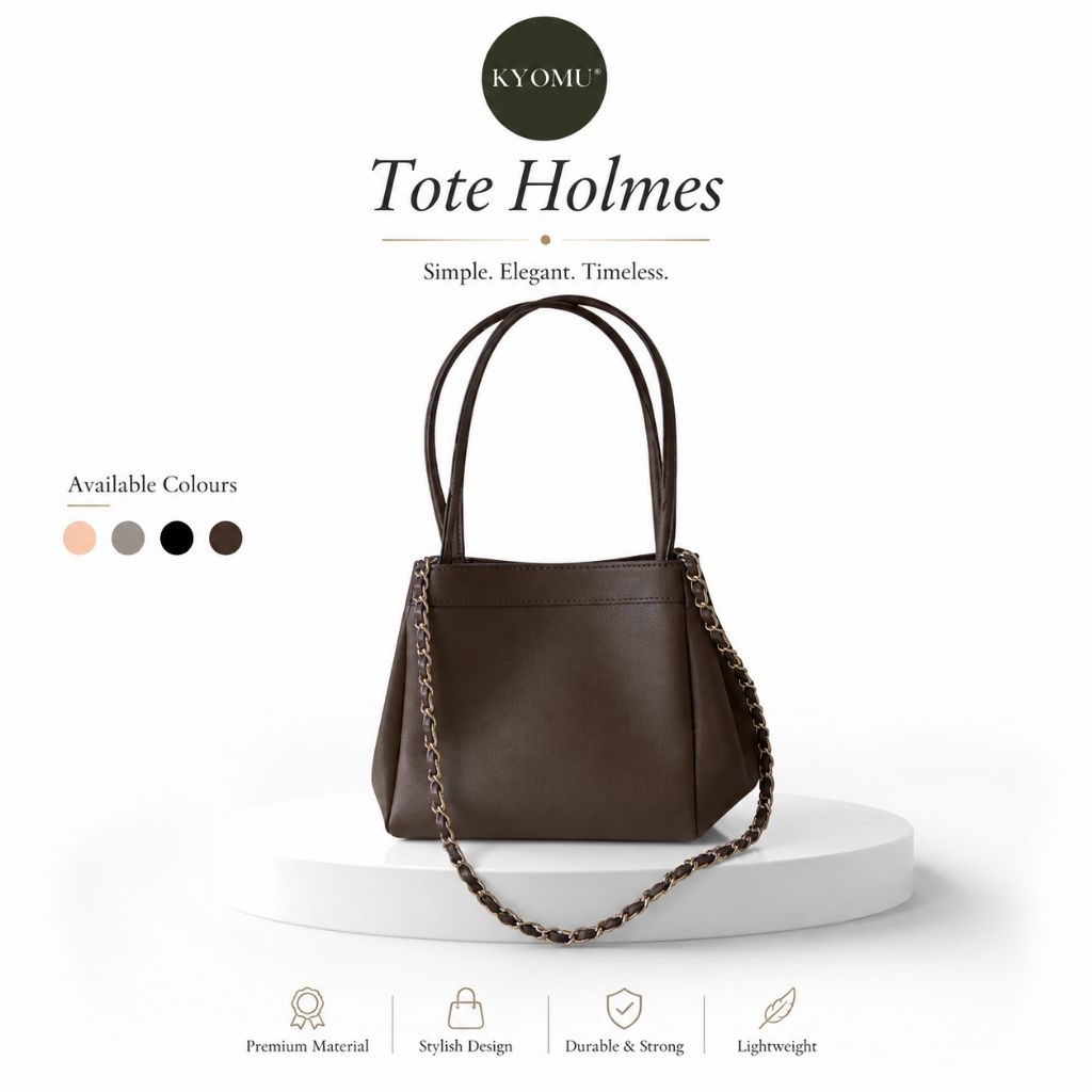 KYOMU" Tas Handle Handbag Slingbag Shoulder Wanita Tas Kulit Holmes Dengan Clip Magnet Free Box