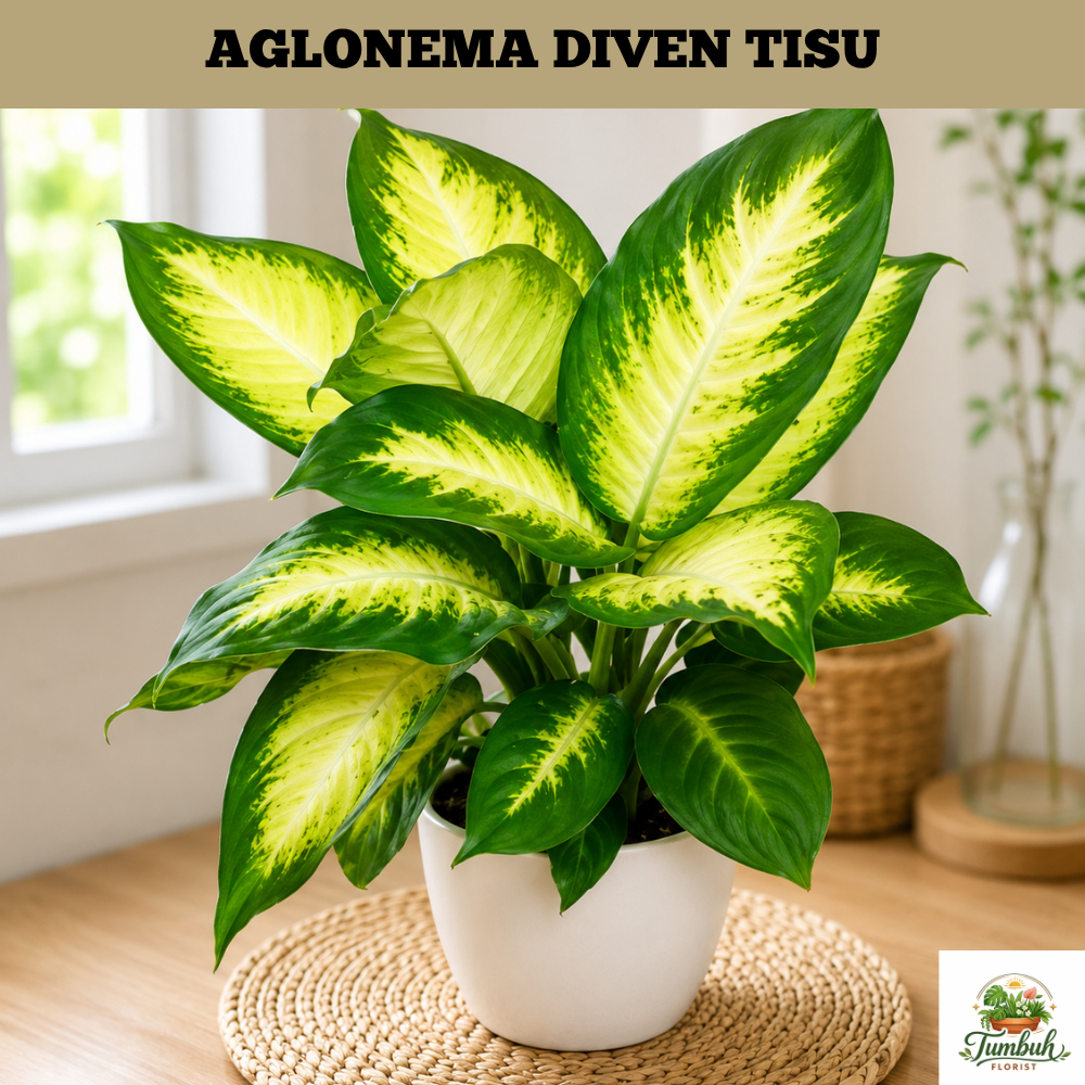 Tanaman Hias Aglonema Diven Tisu White Putih Blanceng Tisu Hidup Murah Cantik Aglonema Diven Susu/Ti