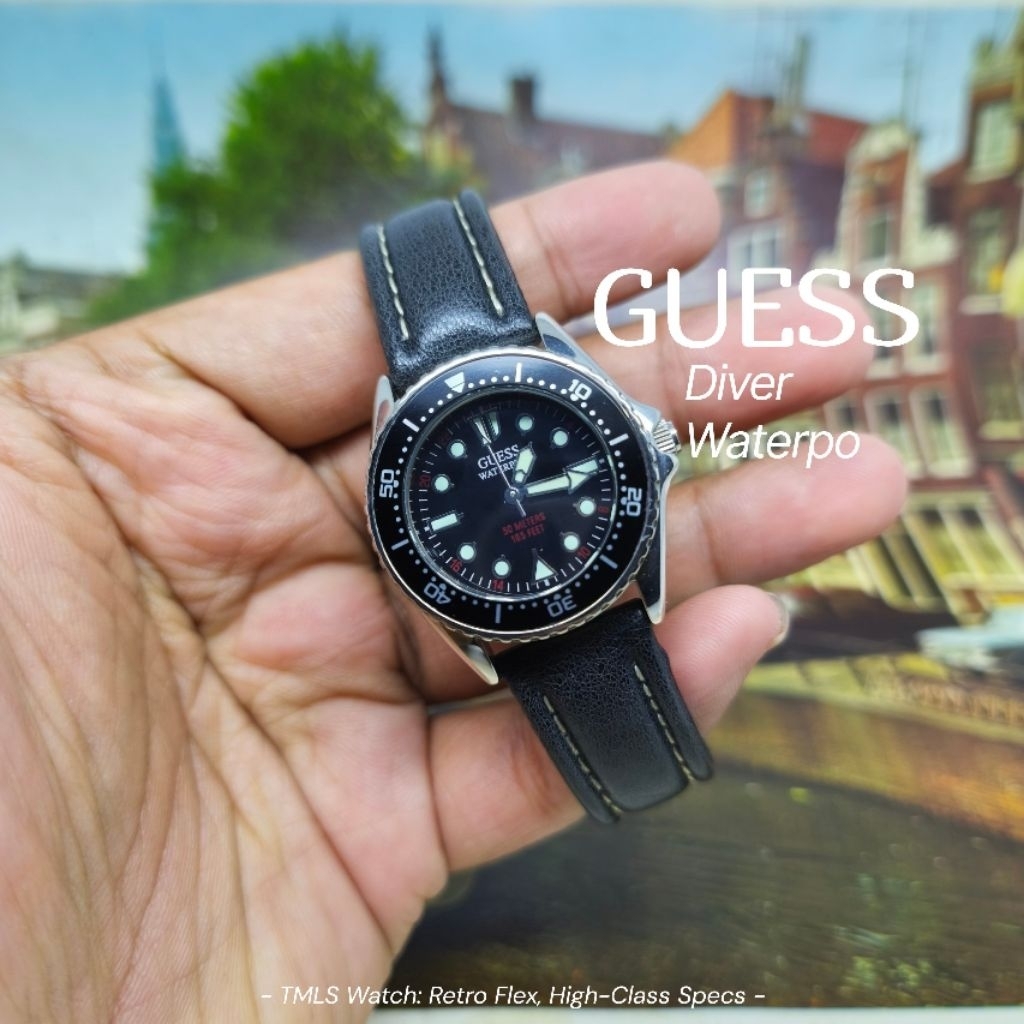 Jam Tangan Guess Diver Waterpo Rotating Bezel Original Vintage
