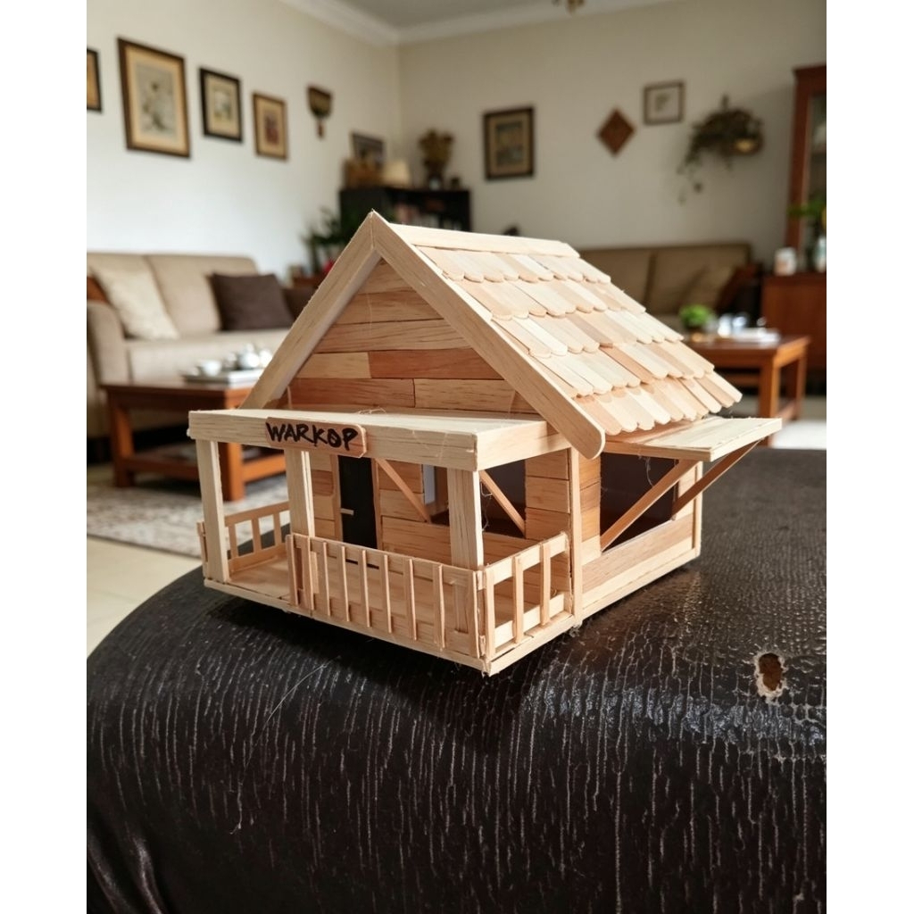 miniatur warung kopi jadul dari stik es