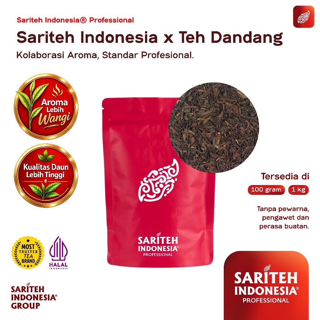 Teh Dandang x Sariteh Indonesia 1 Kg | Teh Jasmine Kental & Wangi | Cocok untuk Es Teh & Jualan | Sa