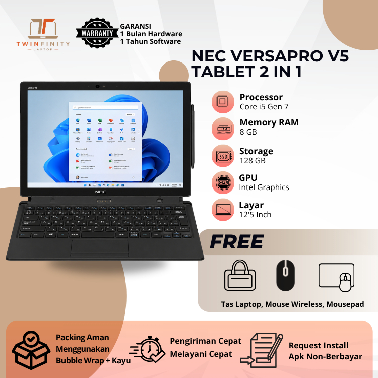 [FREE MOUSE WIRELESS & TAS LAPTOP] NEC Versapro V5 2in1 Core i5 Gen 7 RAM 8 GB SSD 128 GB Laptop SEC