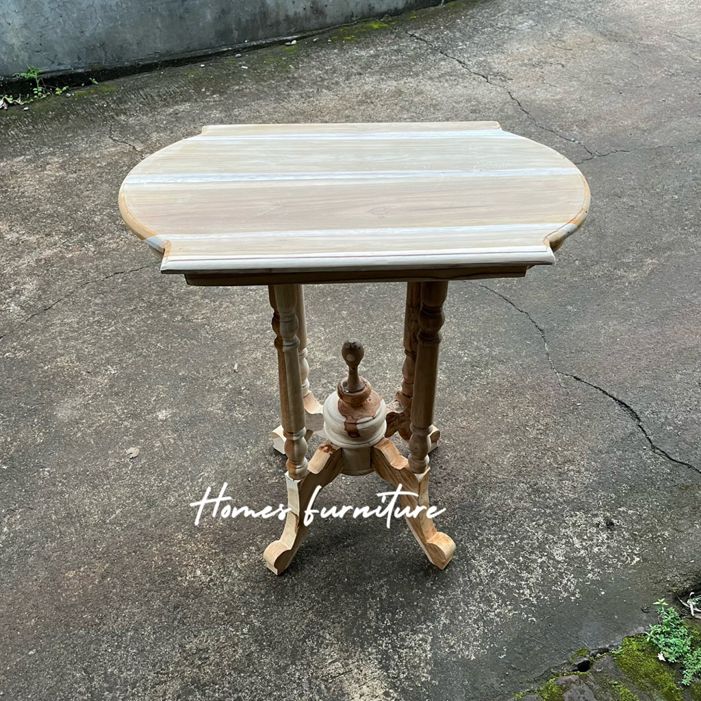 meja kopi kaki bubut kayu jati