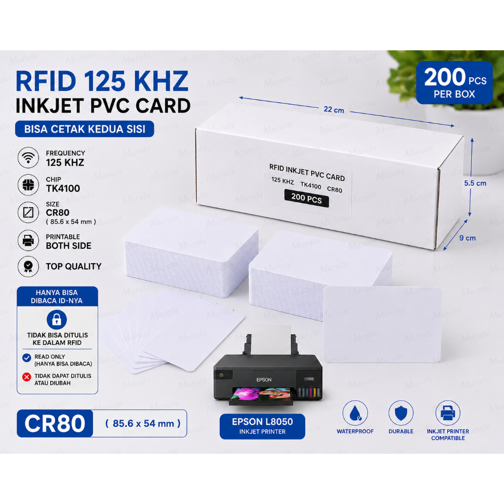 ID Card Rfid LF 125 khz  untuk printer Epson L8050 Blank inkjet id card perkotak Kartu