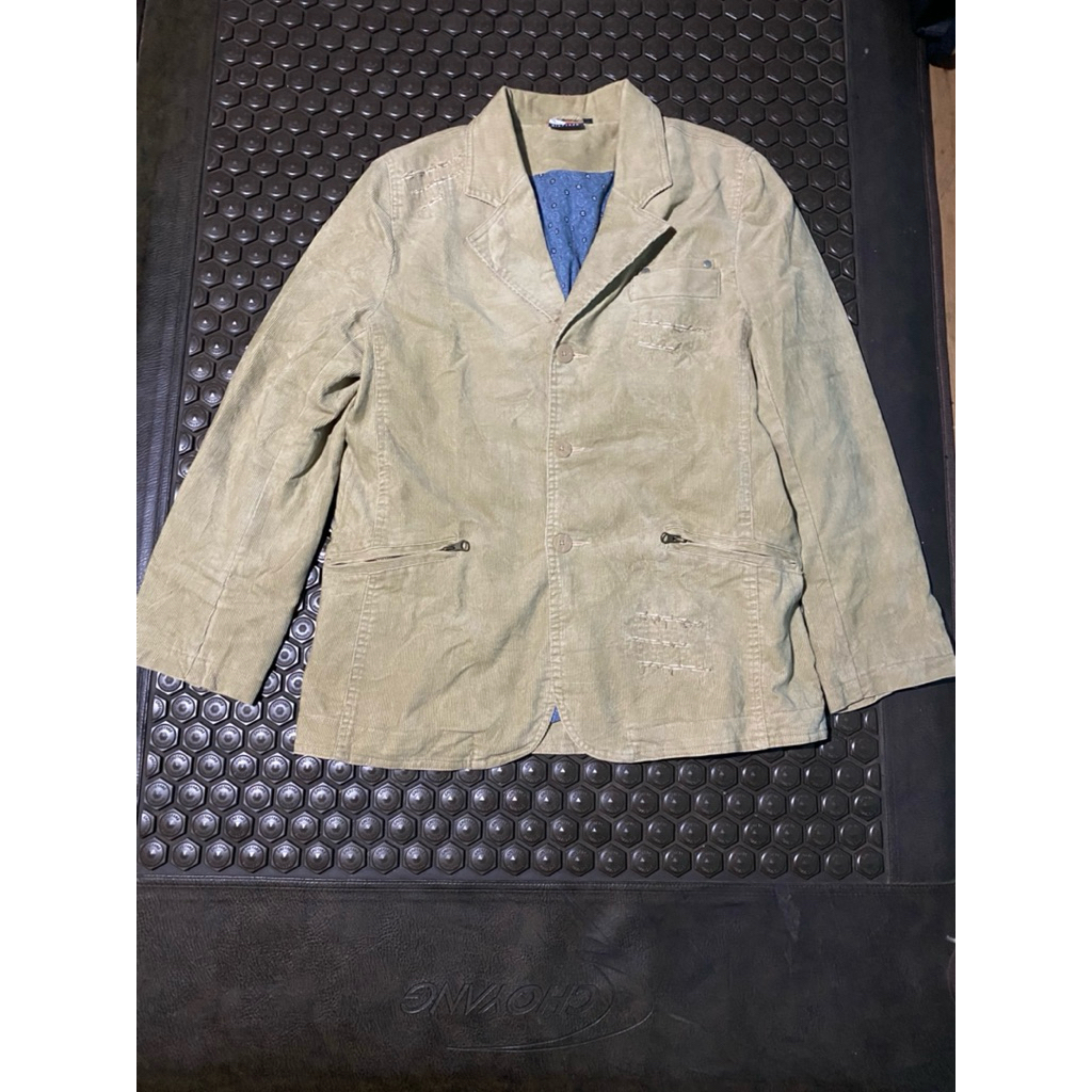 BLAZER JAS LUXURY TOMMY HILFIGER JEANS DENIM CORDUROY UNIK RIPPED CREAM MEWAH BRANDED