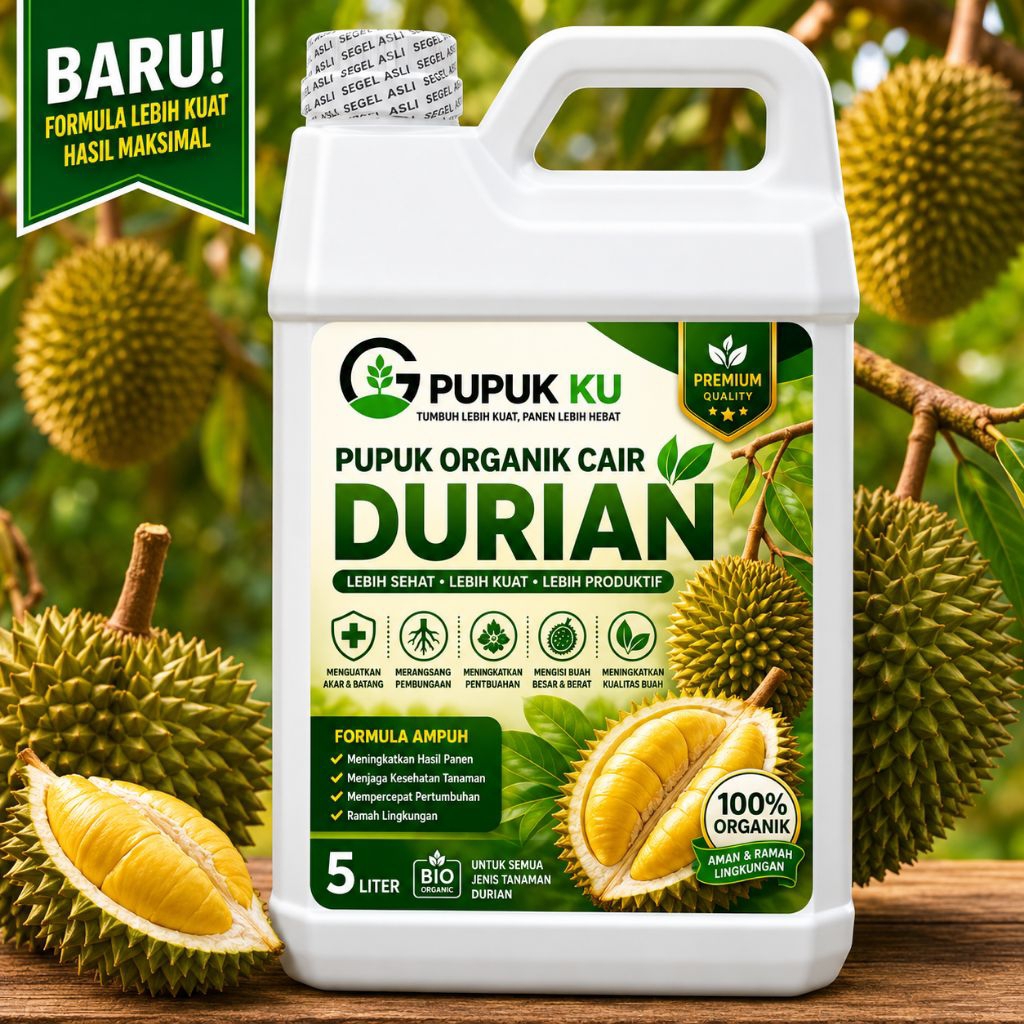 5 Liter Pupuk Organik Cair Durian Cepat Berbuah Lebat Tidak Rontok Bunga Booster Durian Montong