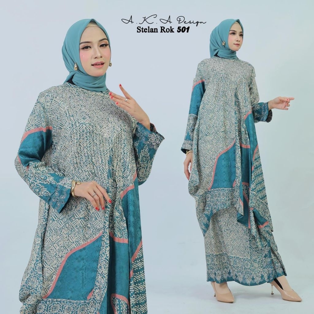 setelan rok batik viscose lan long tunik motif terbaru by aka design
