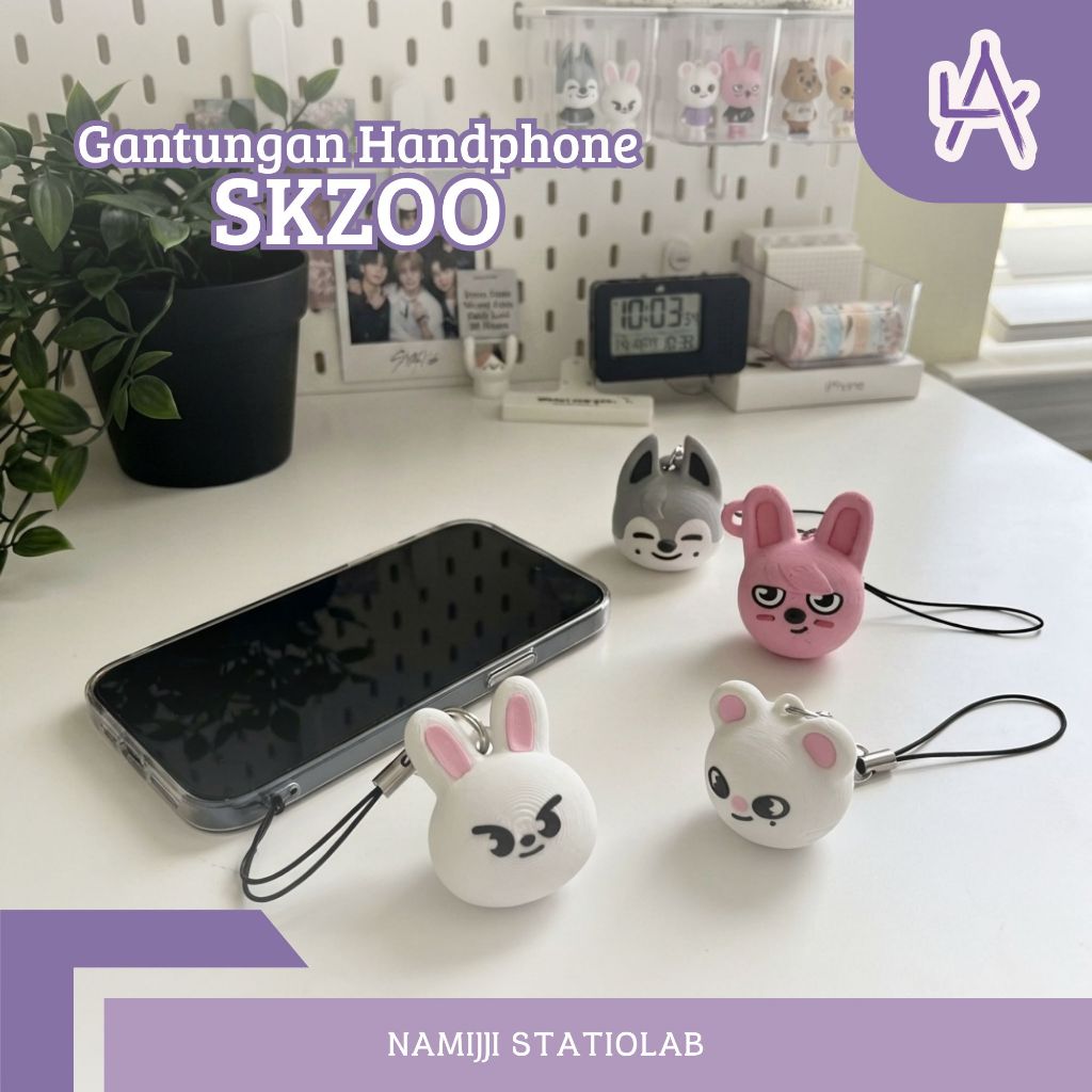 Namijji Phone Charm SKZOO - Gantungan HP Fanmade Stray Kidz Wolf Chan/Leebit/Dwaekki/Jiniret/Han Quo