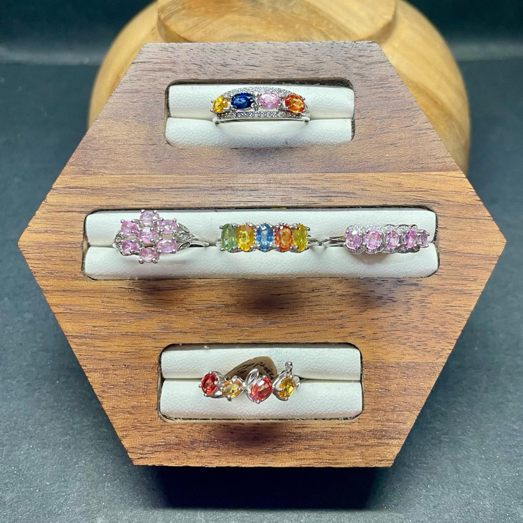 Cincin adjustable S925 colourful / fancy sapphire/batu safir warna warni - premium collection