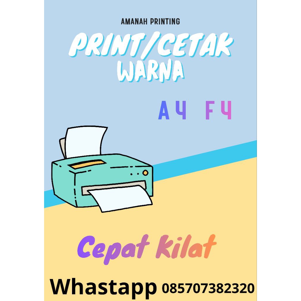 Print Online warna A4 F4 cepat kilat