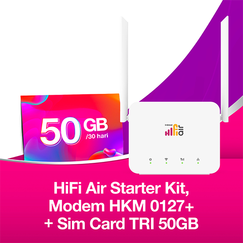 Indosat HiFi Air : Modem HKM 0127 + SIM Card TRI 50GB