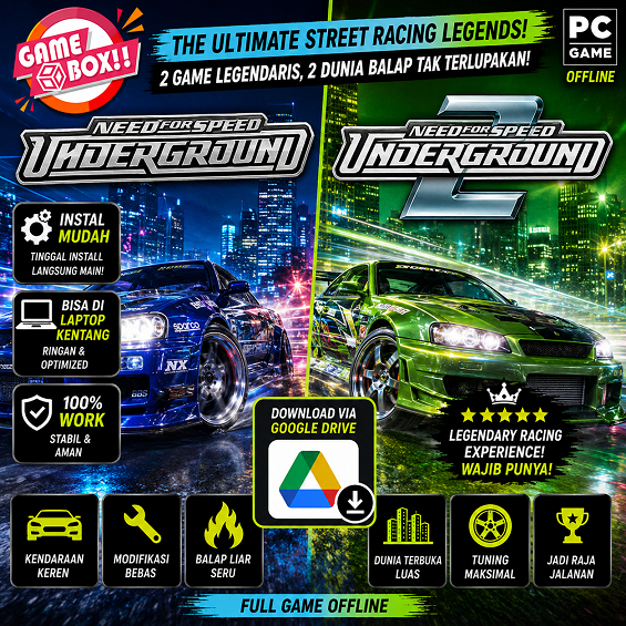 NFS UNDERGROUND 1 |NFS UNDERGROUND 2 | 2004 - GAME PC