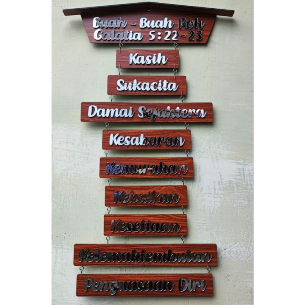 Hiasan dinding Kayu Ayat Alkitab "Buah Roh" Galatia 5:22-23
