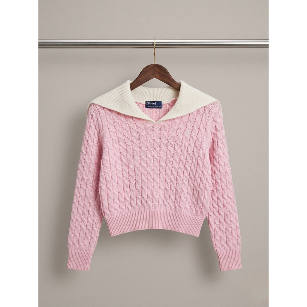 Sweater Rajut Kepang Polo Ralph Lauren Sailor Collar Knit