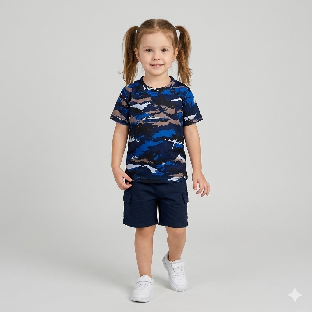 Kaos Anak Perempuan Loreng AURI Army Dry-Fit – Baju Olahraga Anak Cewek Adem 2-8 Tahun