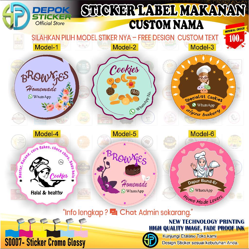 STIKER LABEL PRODUK MAKANAN CUSTOM NAMA - Ukuran 6 cm