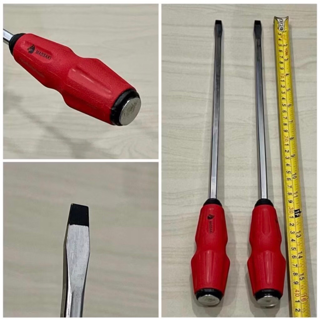 Obeng ketok MASSAKI asli ORI 12” inci ( - ) panjang 40cm  Plat rata minus ( HARGA 1buah ) tokok gedo