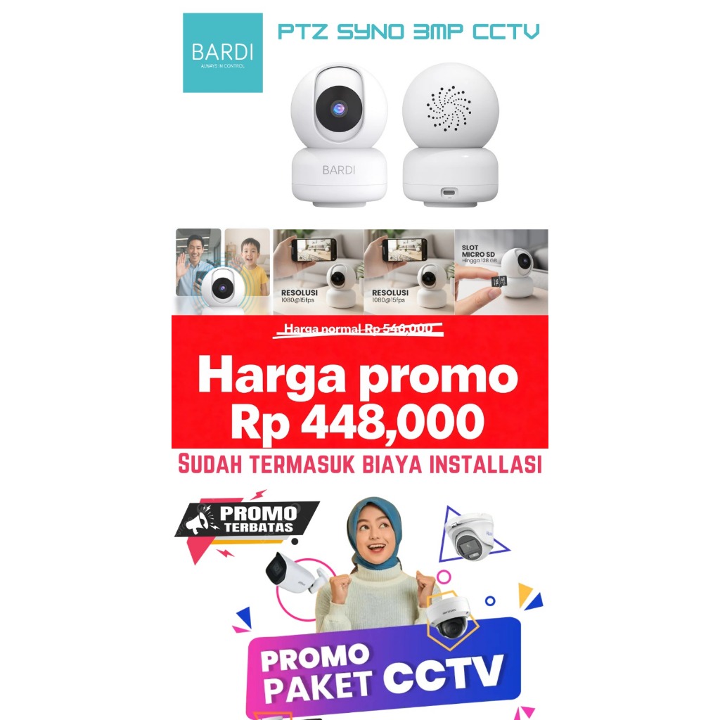 Paket CCTV Indoor BARDI CCTV PTZ Syno + Installasi
