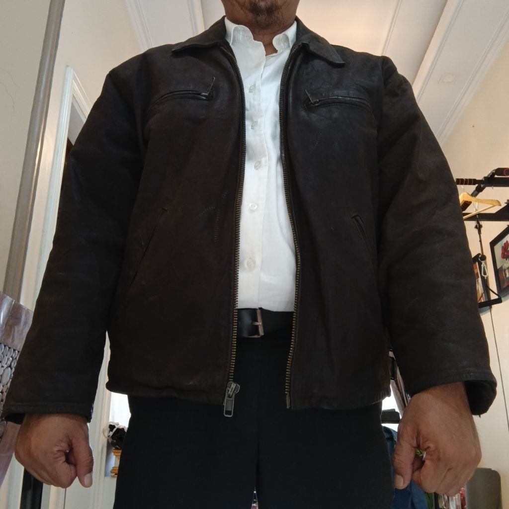 GF Italy Detroit Double Gesper Leather Jacket Size XL