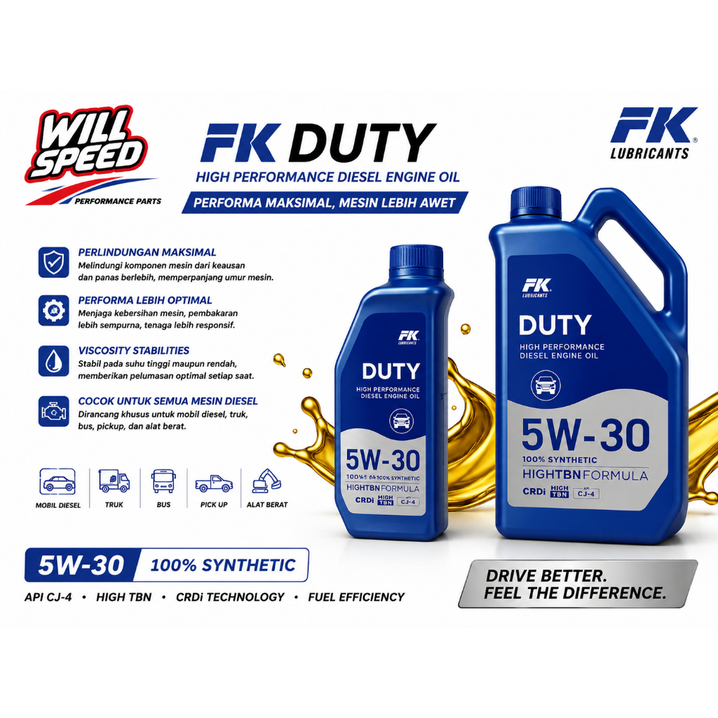 OLI MESIN FK DUTY 5W-30 DIESEL ONLY API (CJ-4)