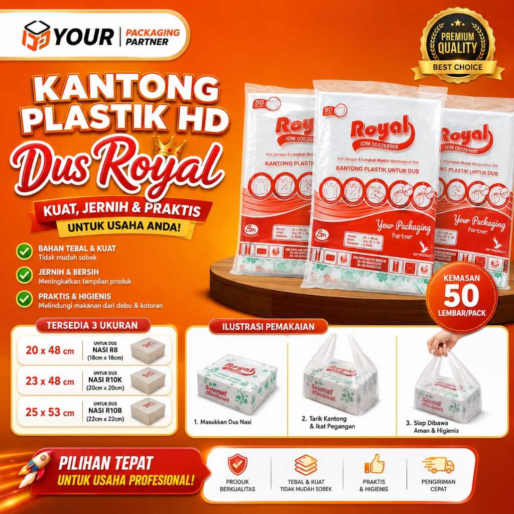 (isi50) Kresek Royal Kantong Plastik Untuk 2 Dus Box Nasi Hajatan Pesta Berkatan Makanan 18x18 cm da