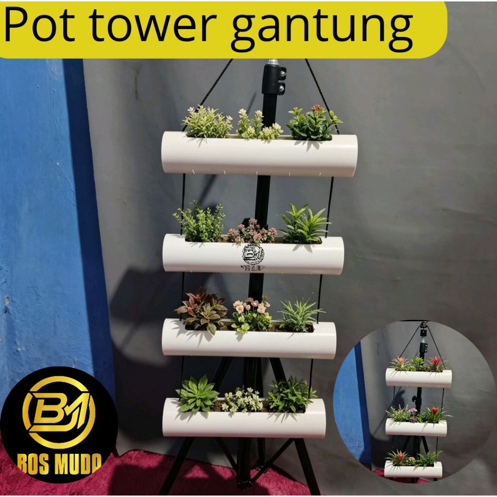 pot tower vertikal pot hidroponik pot horizontal pot bunga pot pipa paralon 2.5in 50cm