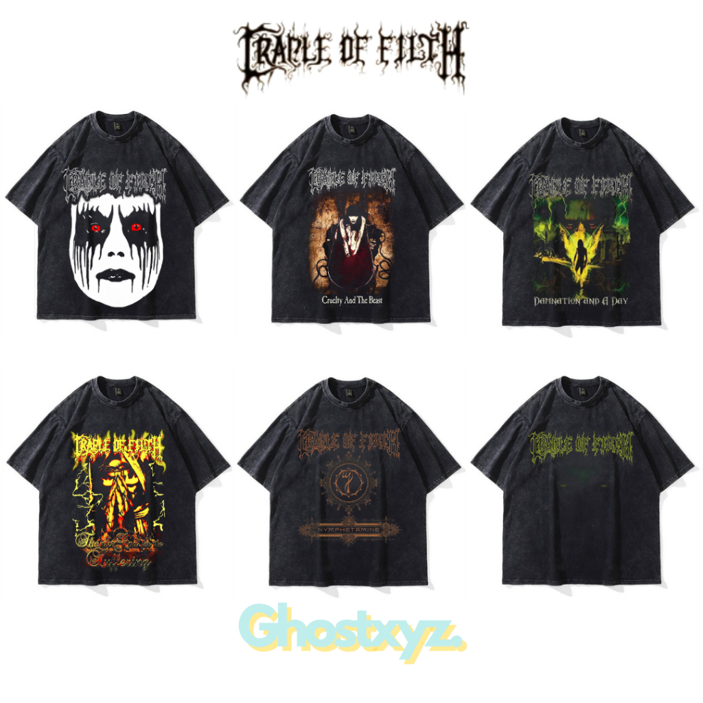 Ghostxyz T-Shirt Cradle Of Filth Wash Oversize Vintage Tee Baju Kaos