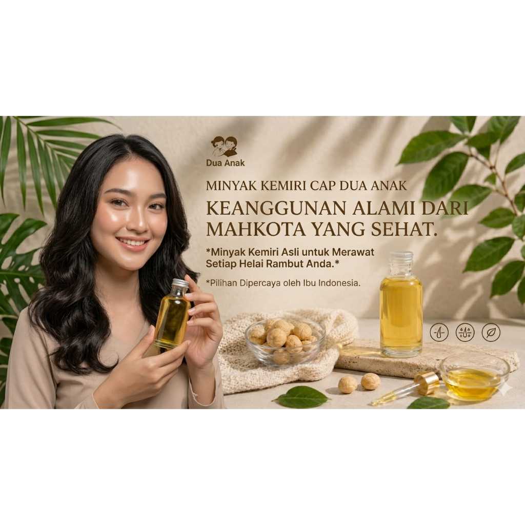 Minyak Kemiri Dua Anak Serum Penumbuh Rambut Alami Travel Size 10ml