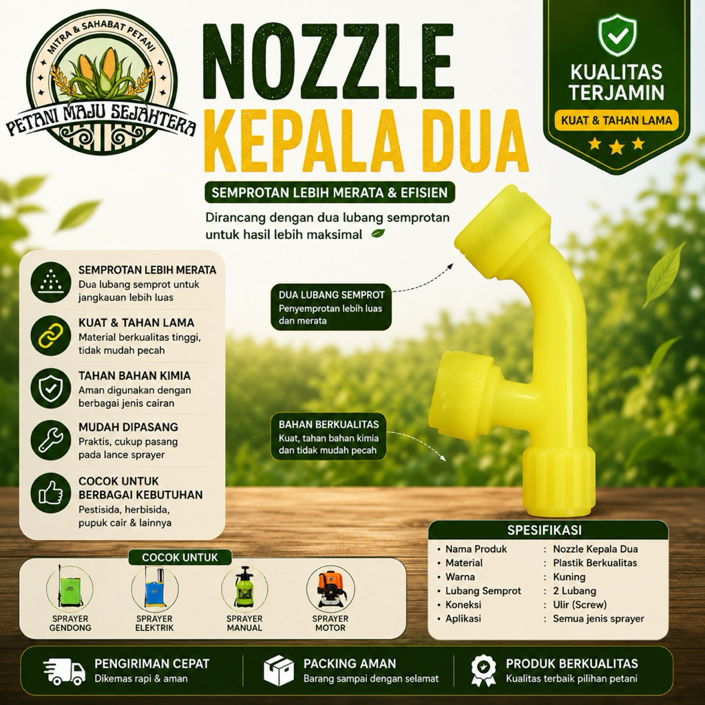 SPARE PART NOZZLE KEPALA DUA SPRAYER ELEKTRIK CBA
