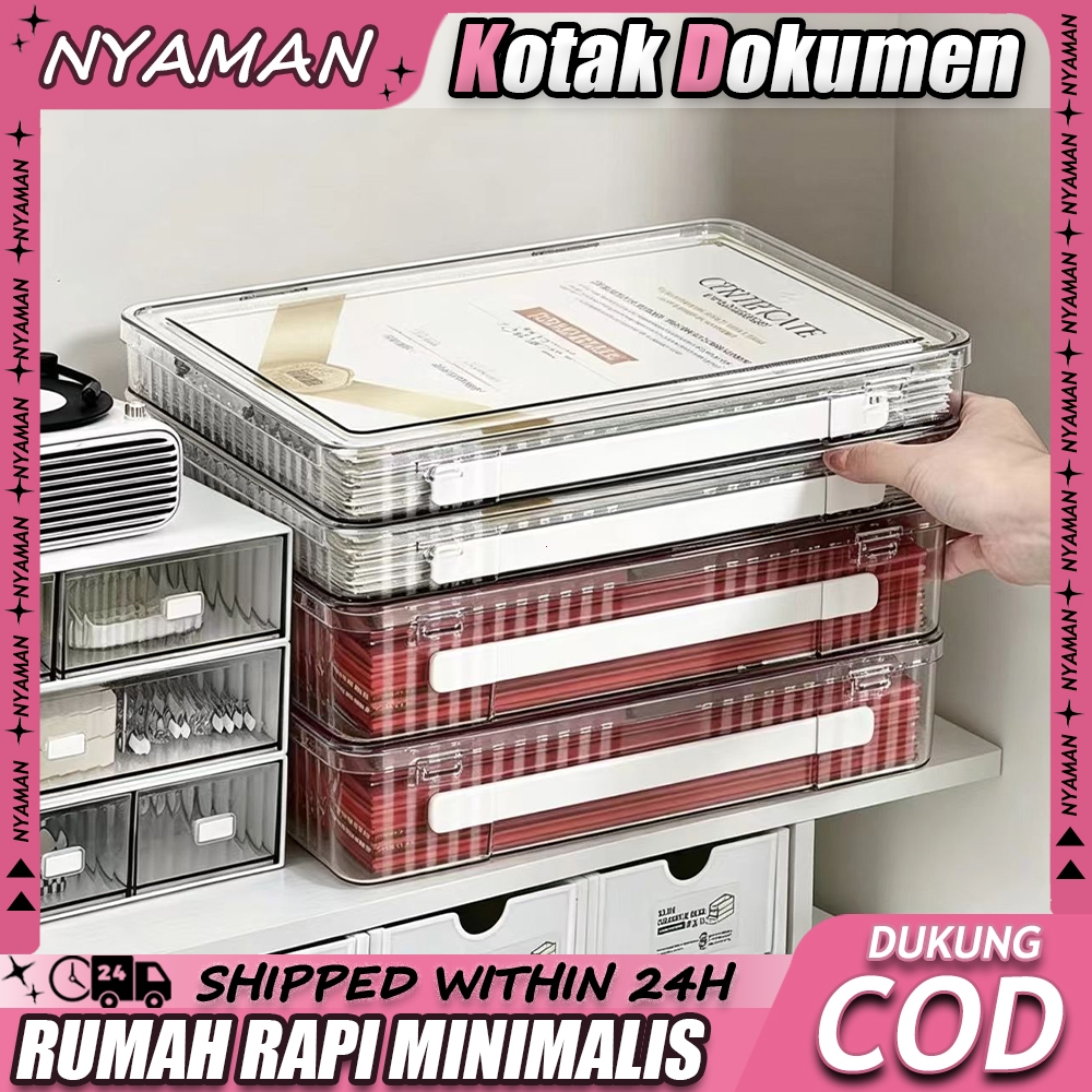 [COD] Kotak Penyimpanan Dokumen Hardcase A4 Organizer Dokumen Transparan Meja Kantor